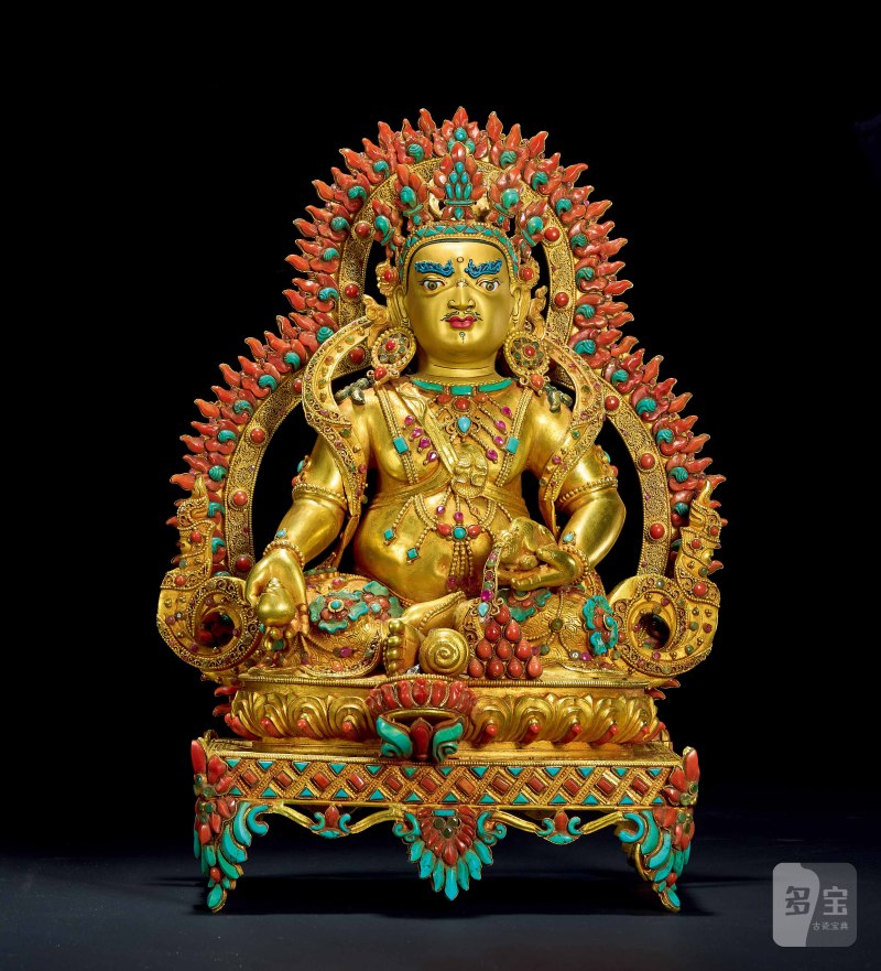 清 金质嵌宝黄财神